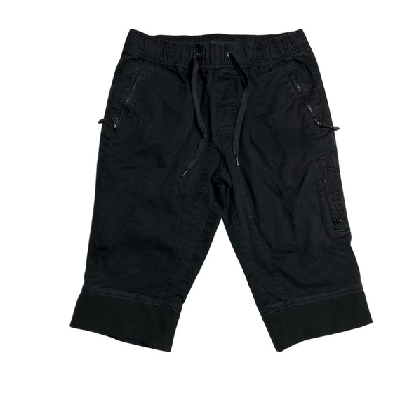 Black Cargo Shorts with Elastic Waistband - Picture 1 of 6